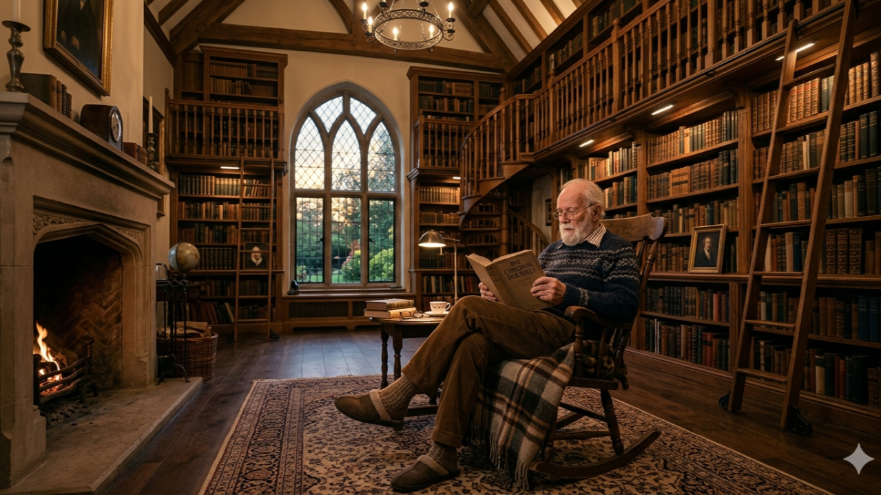 A person reading in a library